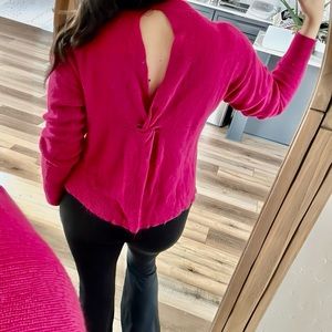 MNG - Hot Pink Open-Back Knit Sweater – Bold & Flirty